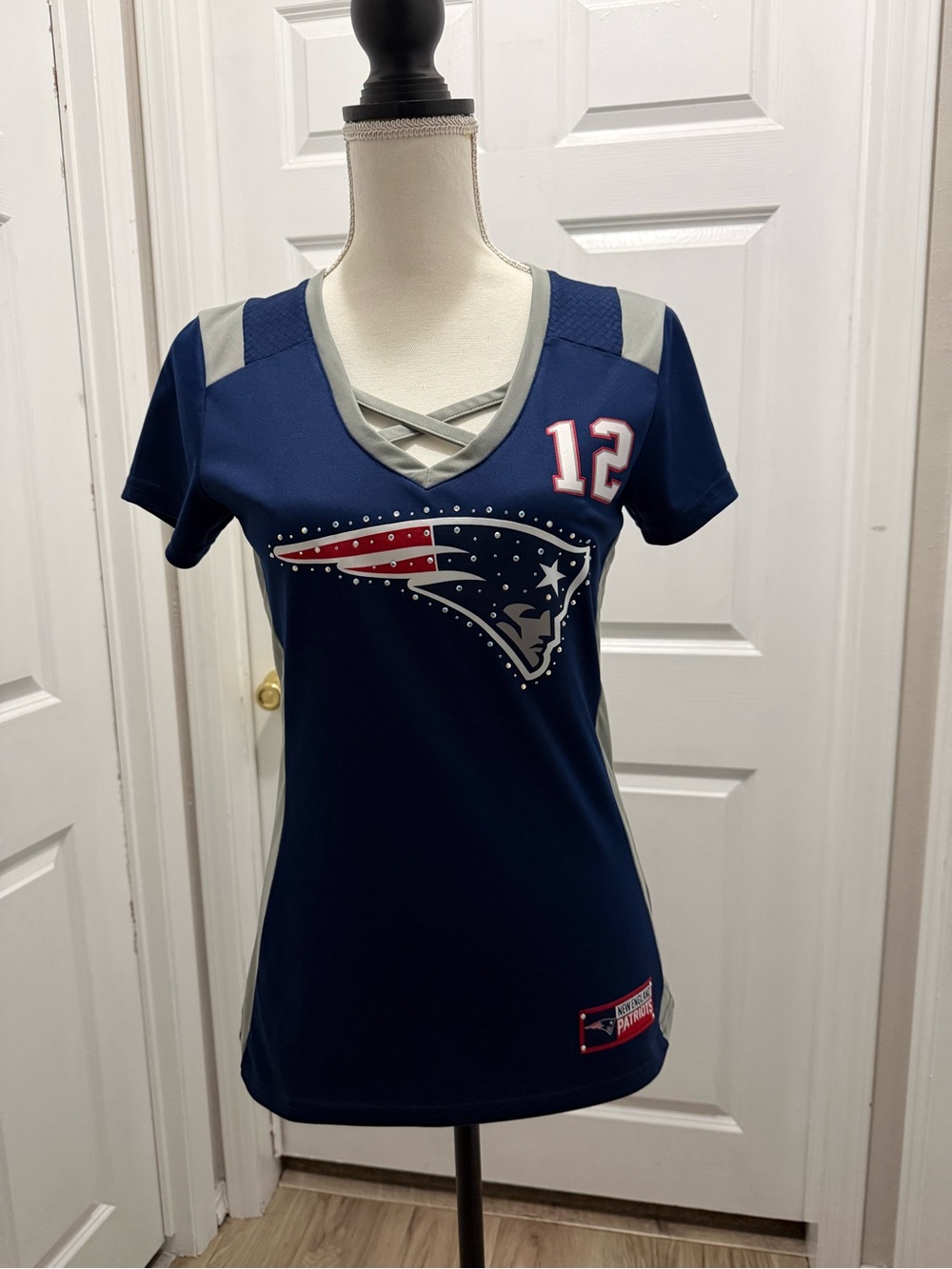 Majestic New England Patriots Rhinestone Jersey Top #12 Brady Size S